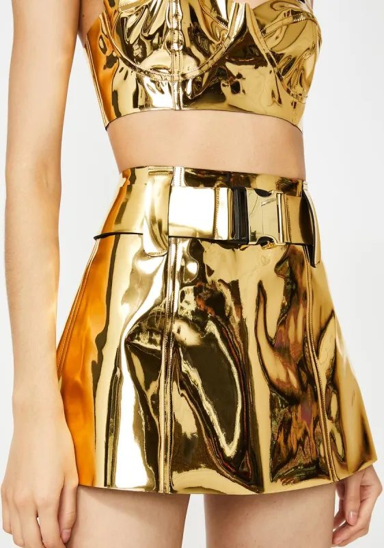 Golden Runner Mini Skirt sold by Dolls Kill