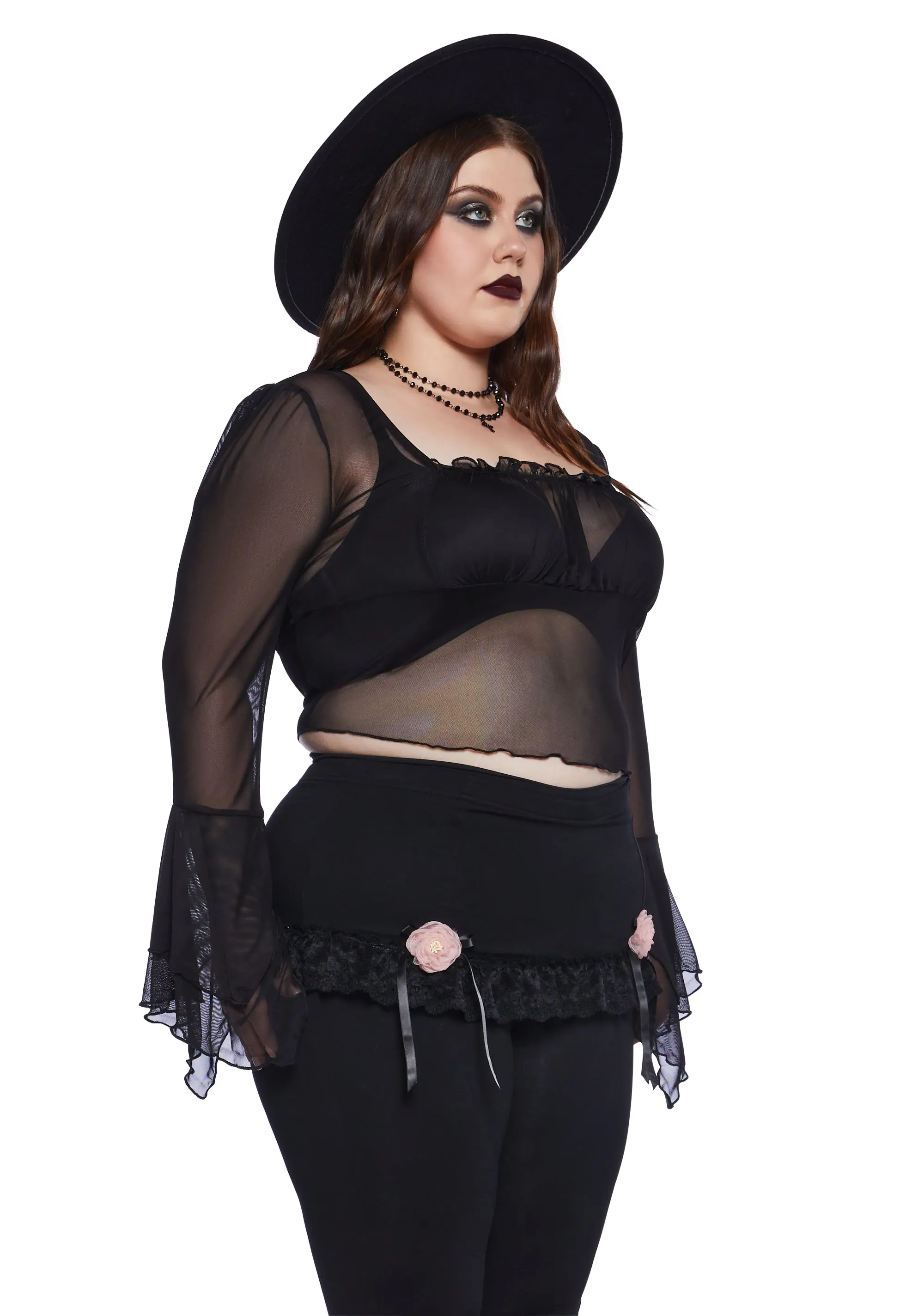 Plus Into The Shadows Crop Top - Black sold by Dolls Kill product image thumbnail 3