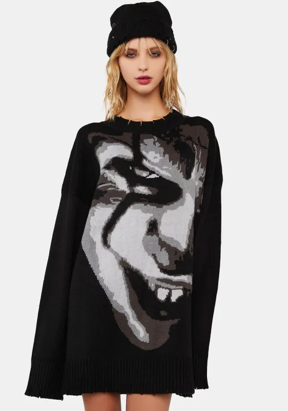 Evil Tricks Intarsia Sweater sold by Dolls Kill
