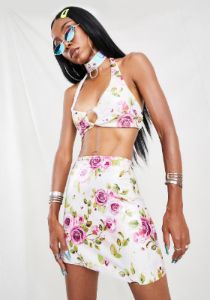 Pink Rose Mini Skirt sold by Dolls Kill