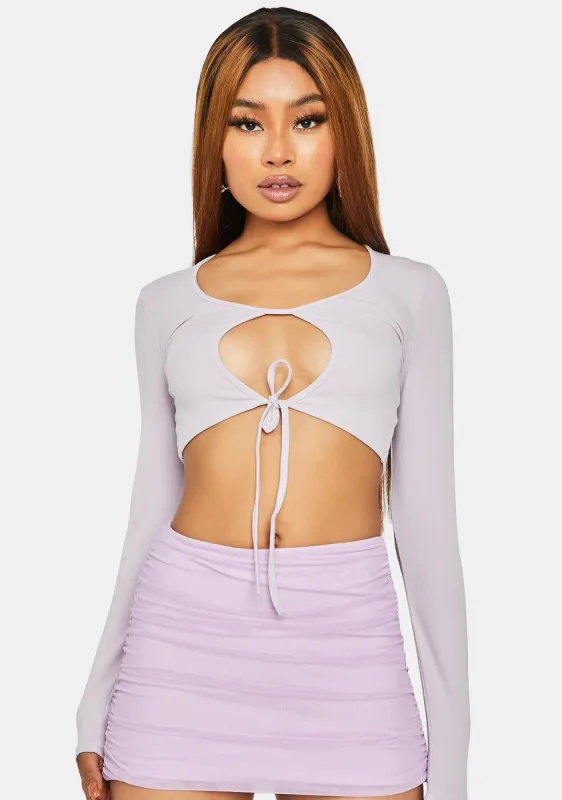 Lilac Rude Girl Keyhole Crop Top sold by Dolls Kill