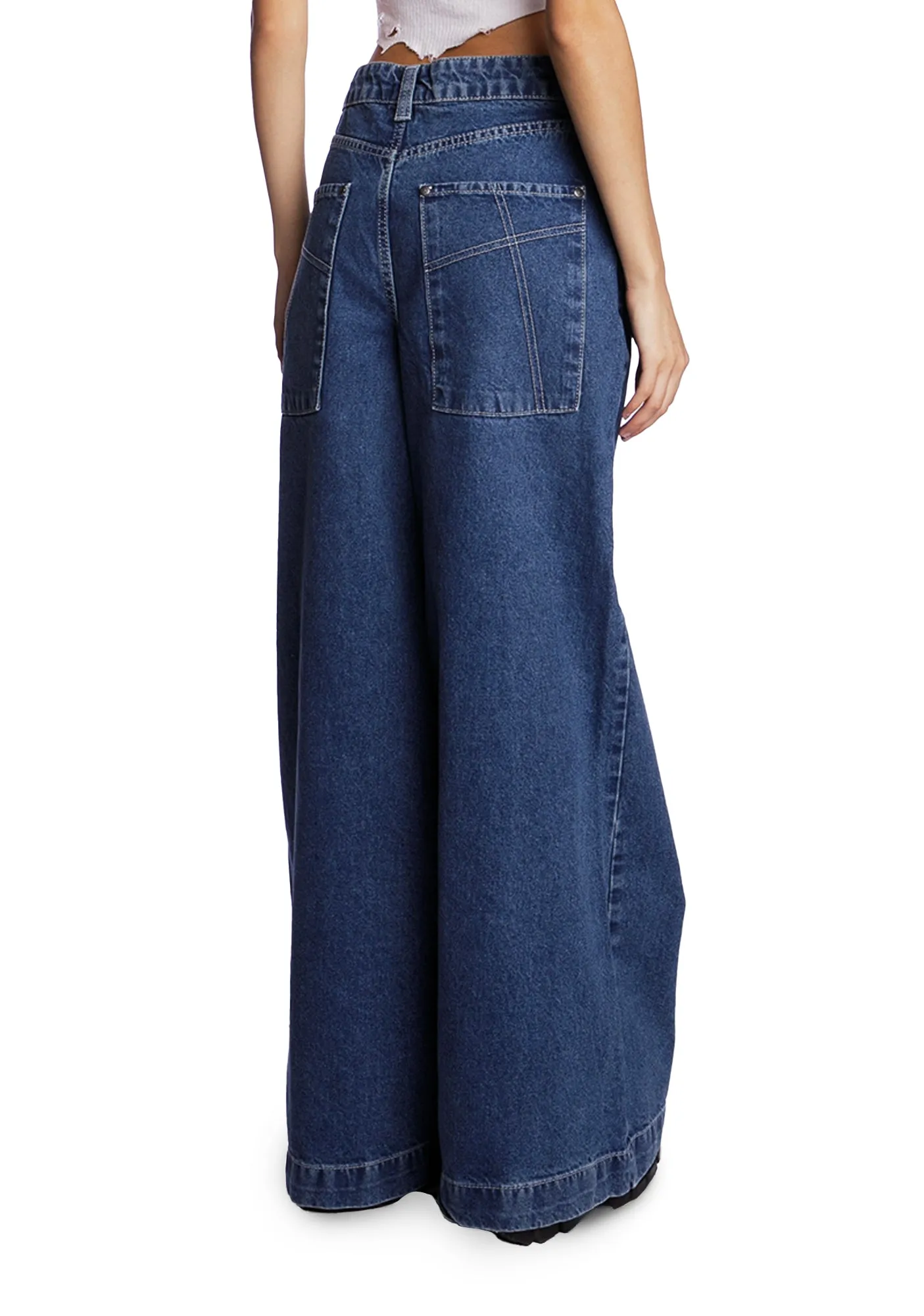 Mid Blue Sweeper Jeans sold by Dolls Kill product image thumbnail 4