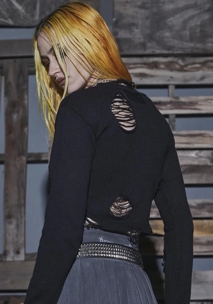 Flanger Distressed Crop Sweater sold by Dolls Kill product image thumbnail 4