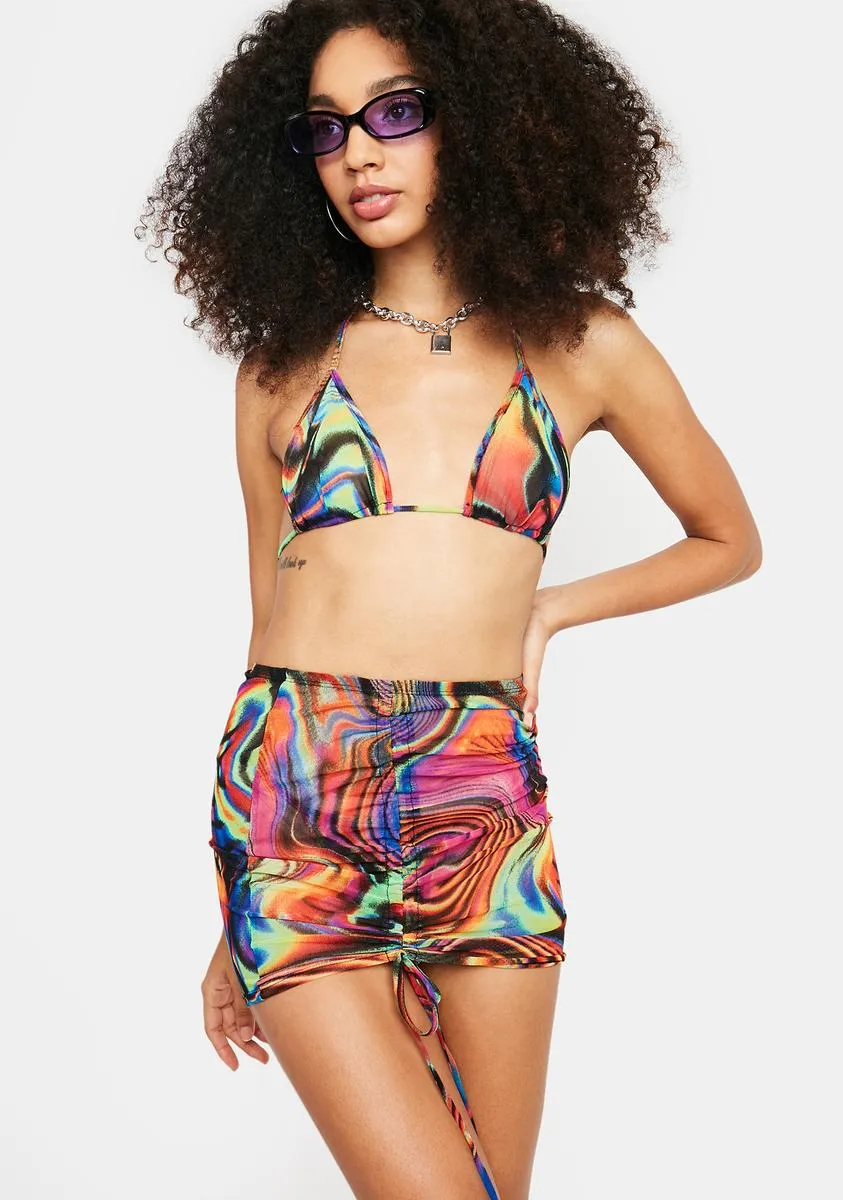 Trippy Hand On Heart Lace Skirt Set sold by Dolls Kill