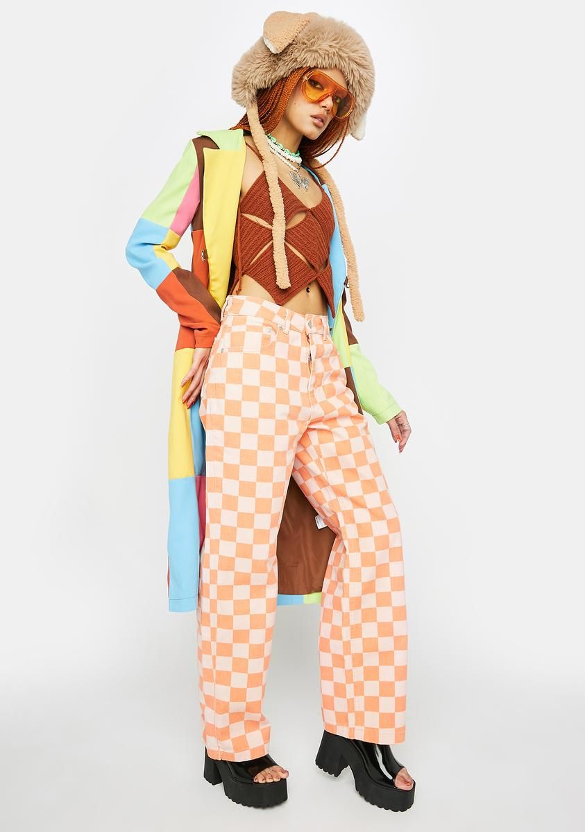 Orange Rook Checkered Jeans sold by Dolls Kill product image thumbnail 3