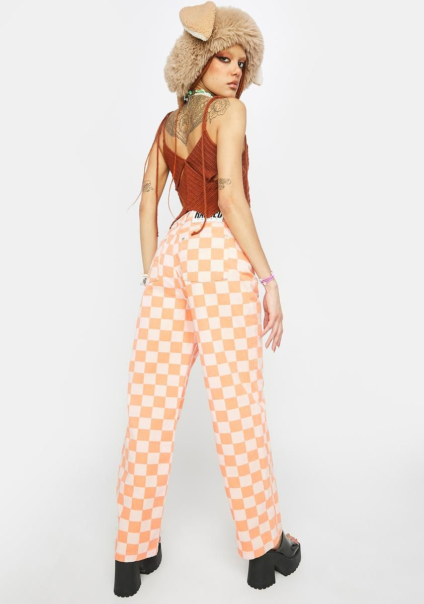 Orange Rook Checkered Jeans sold by Dolls Kill product image thumbnail 4