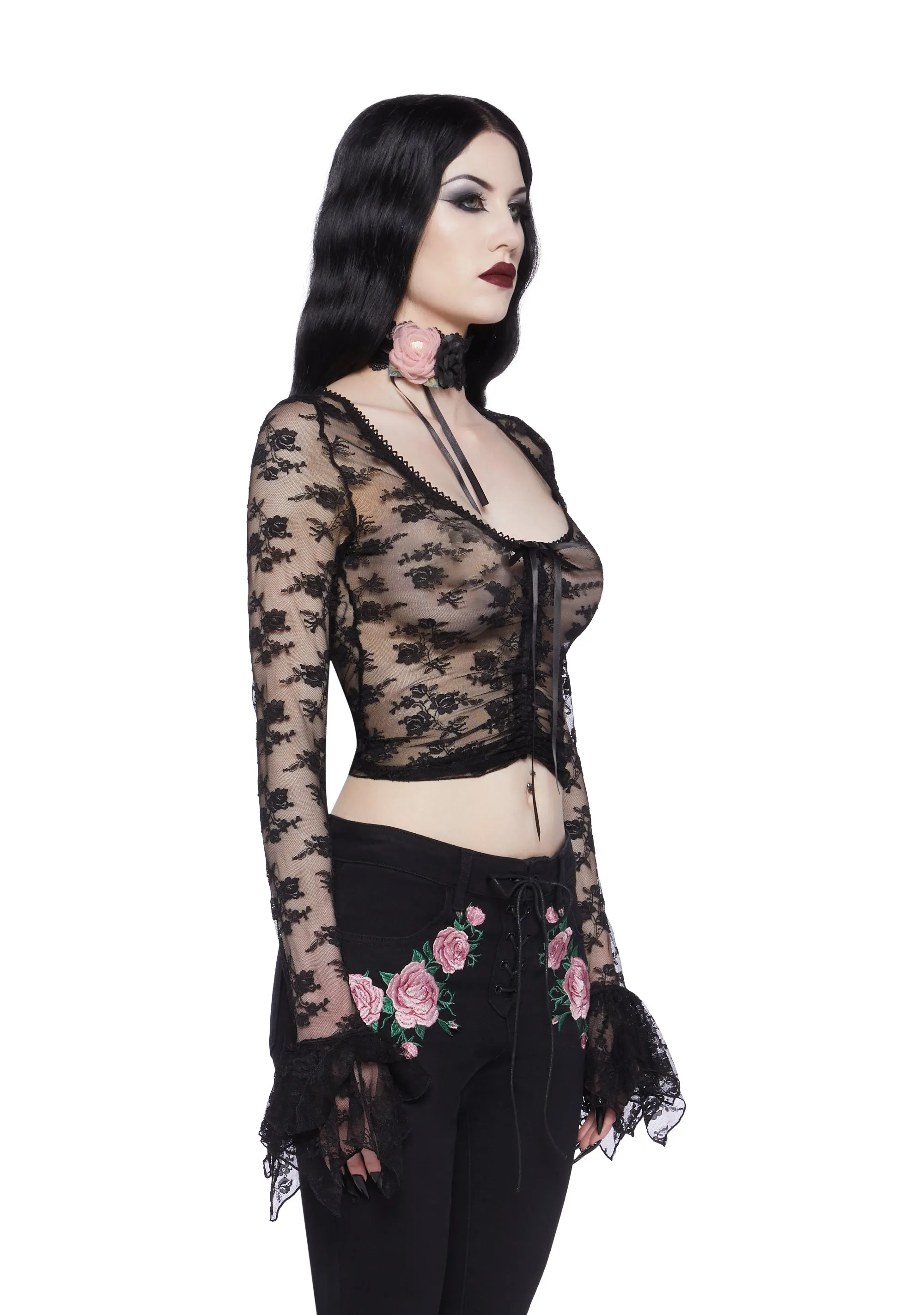 Spellbound Matters Long Sleeve Top - Black sold by Dolls Kill product image thumbnail 2