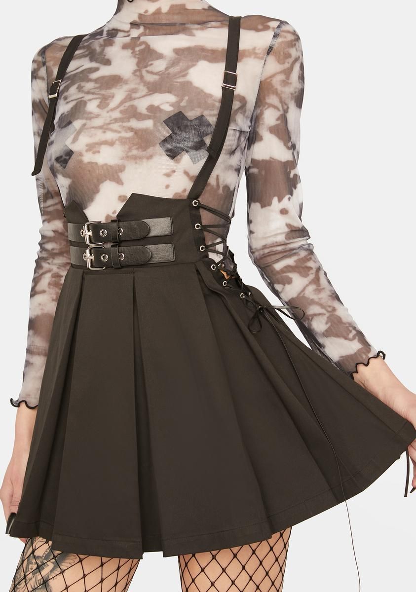 Side Rope Pleated Pinafore Dress sold by Dolls Kill