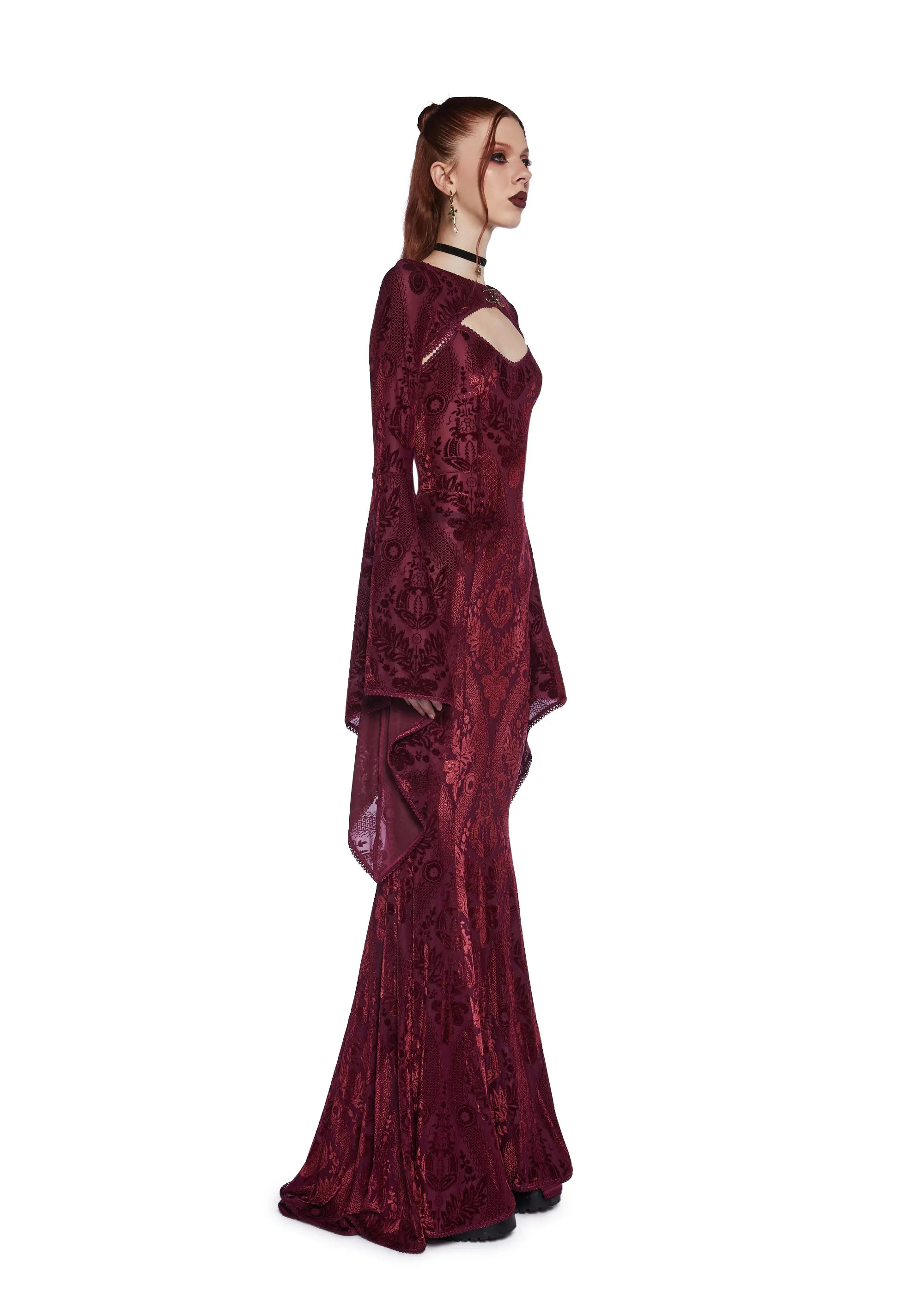 Druid’s Wife Maxi Dress And Shrug Set - Dark Red sold by Dolls Kill product image thumbnail 2