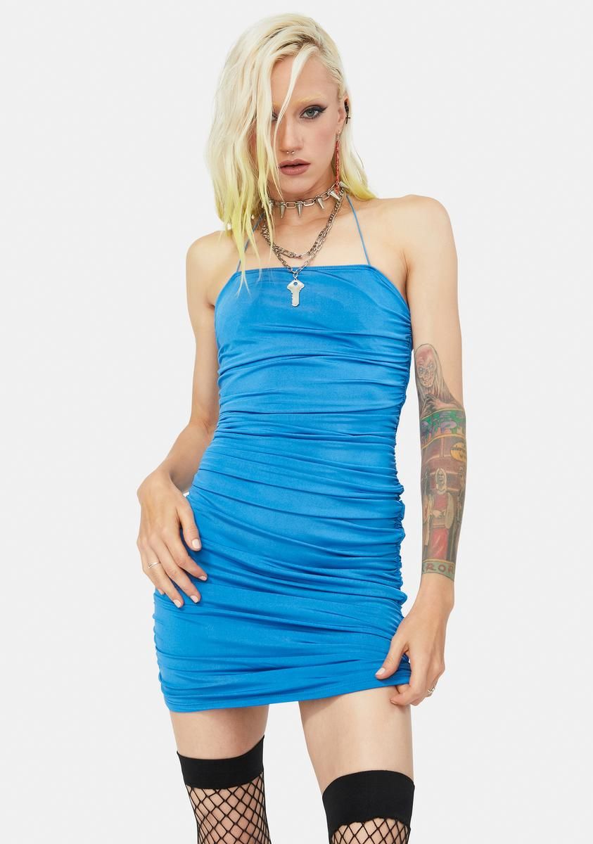 Aqua Truth Unknown Halter Bodycon Dress sold by Dolls Kill