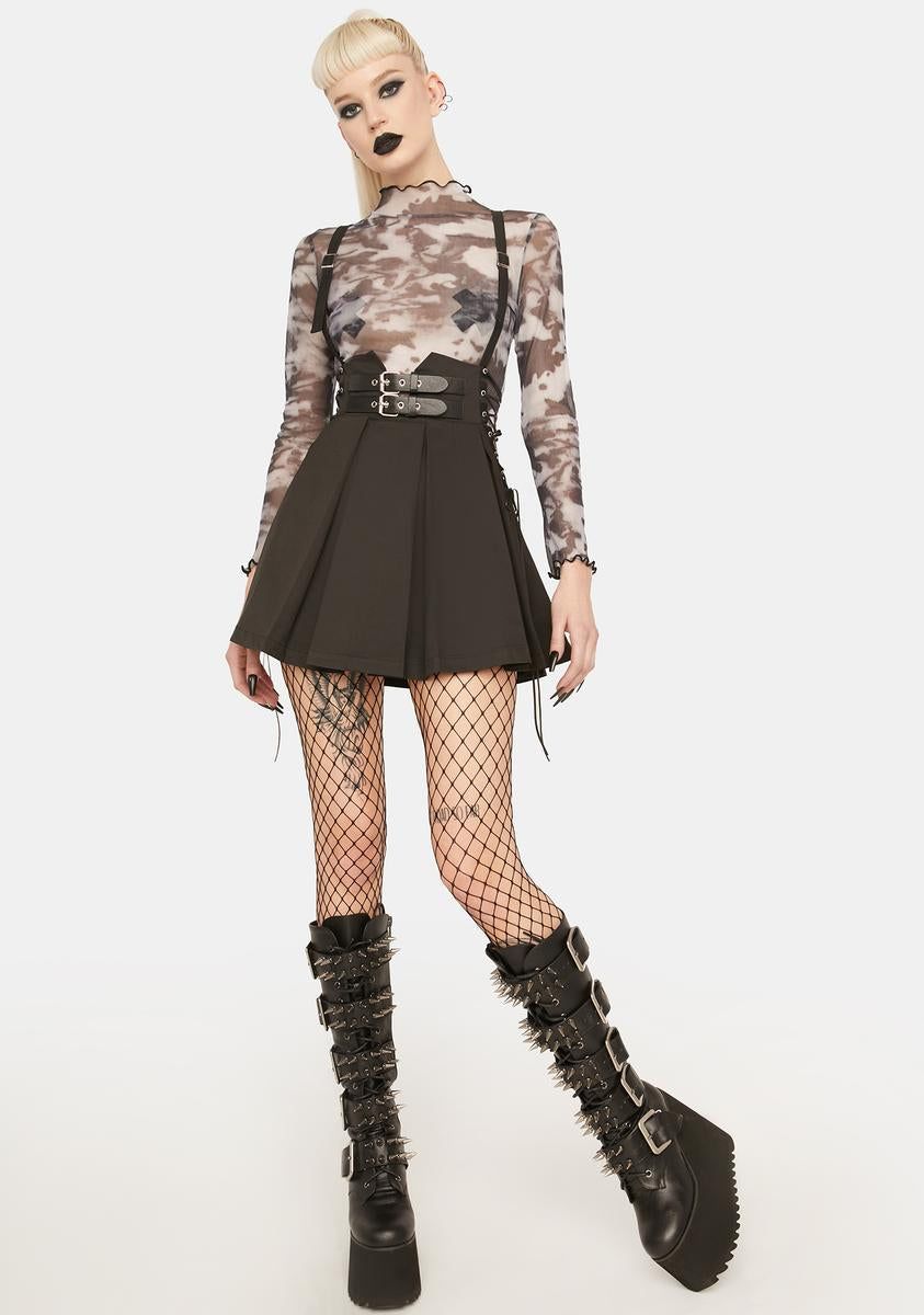 Side Rope Pleated Pinafore Dress sold by Dolls Kill product image thumbnail 3