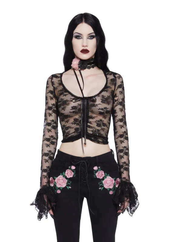 Spellbound Matters Long Sleeve Top - Black sold by Dolls Kill