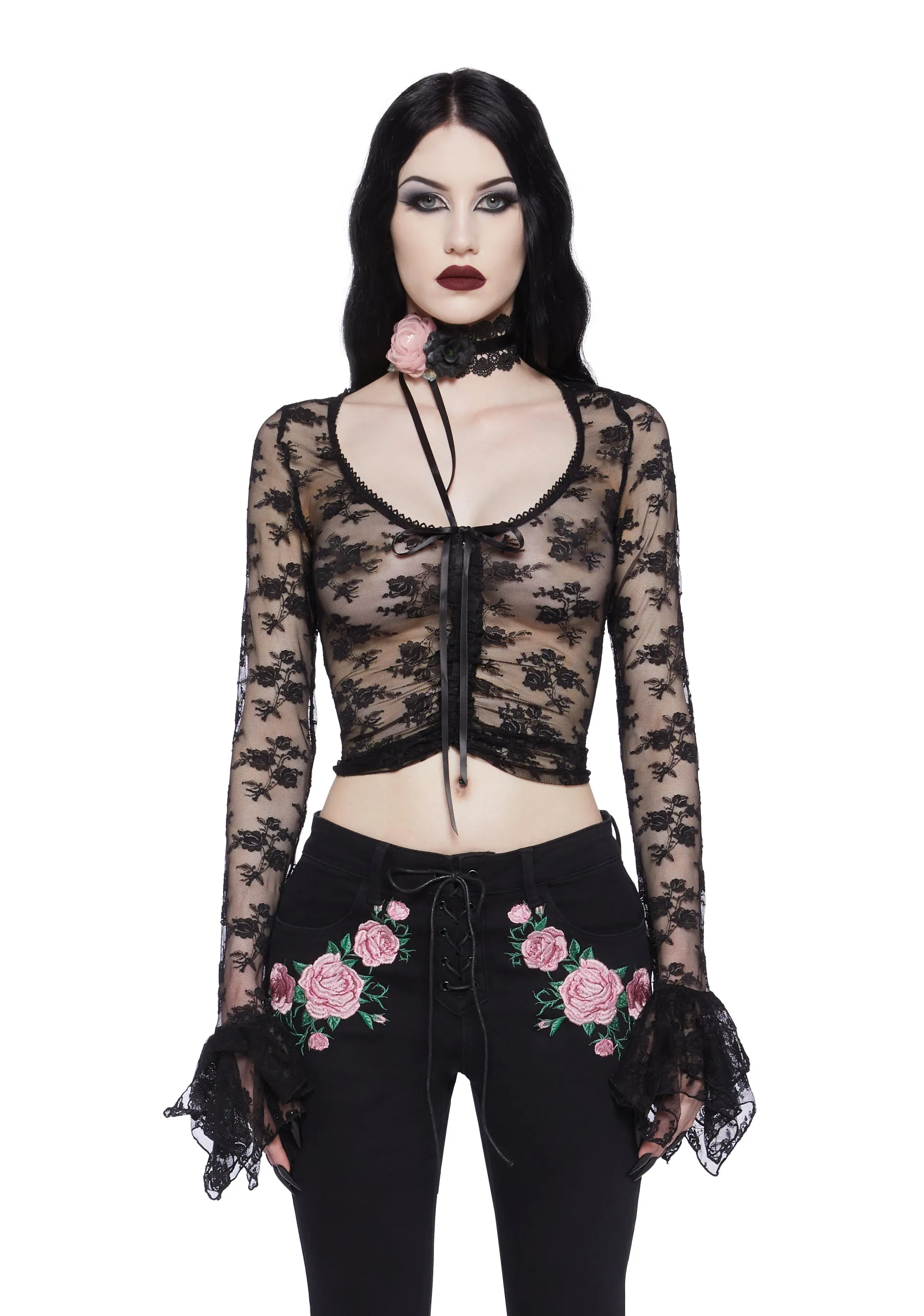 Spellbound Matters Long Sleeve Top - Black sold by Dolls Kill