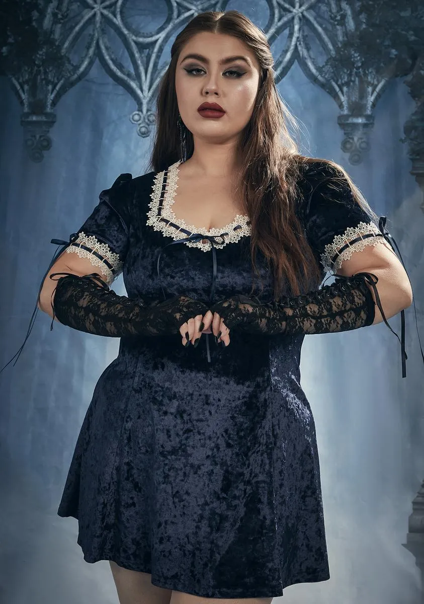 Plus Will Never Wilt Crushed Velvet Mini Dress sold by Dolls Kill