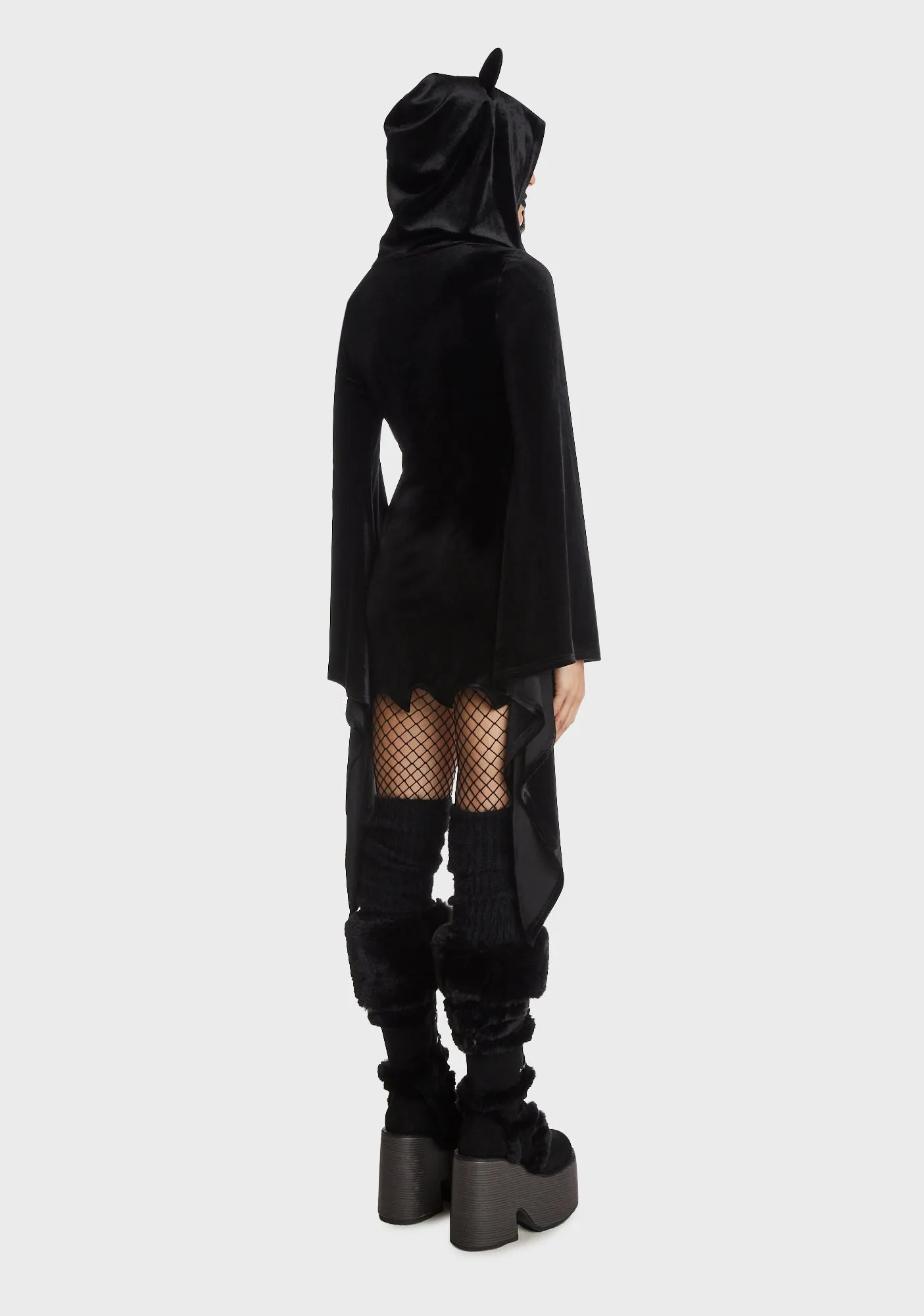 Cat Ear Bell Sleeves Hooded Zip Dress sold by Dolls Kill product image thumbnail 4