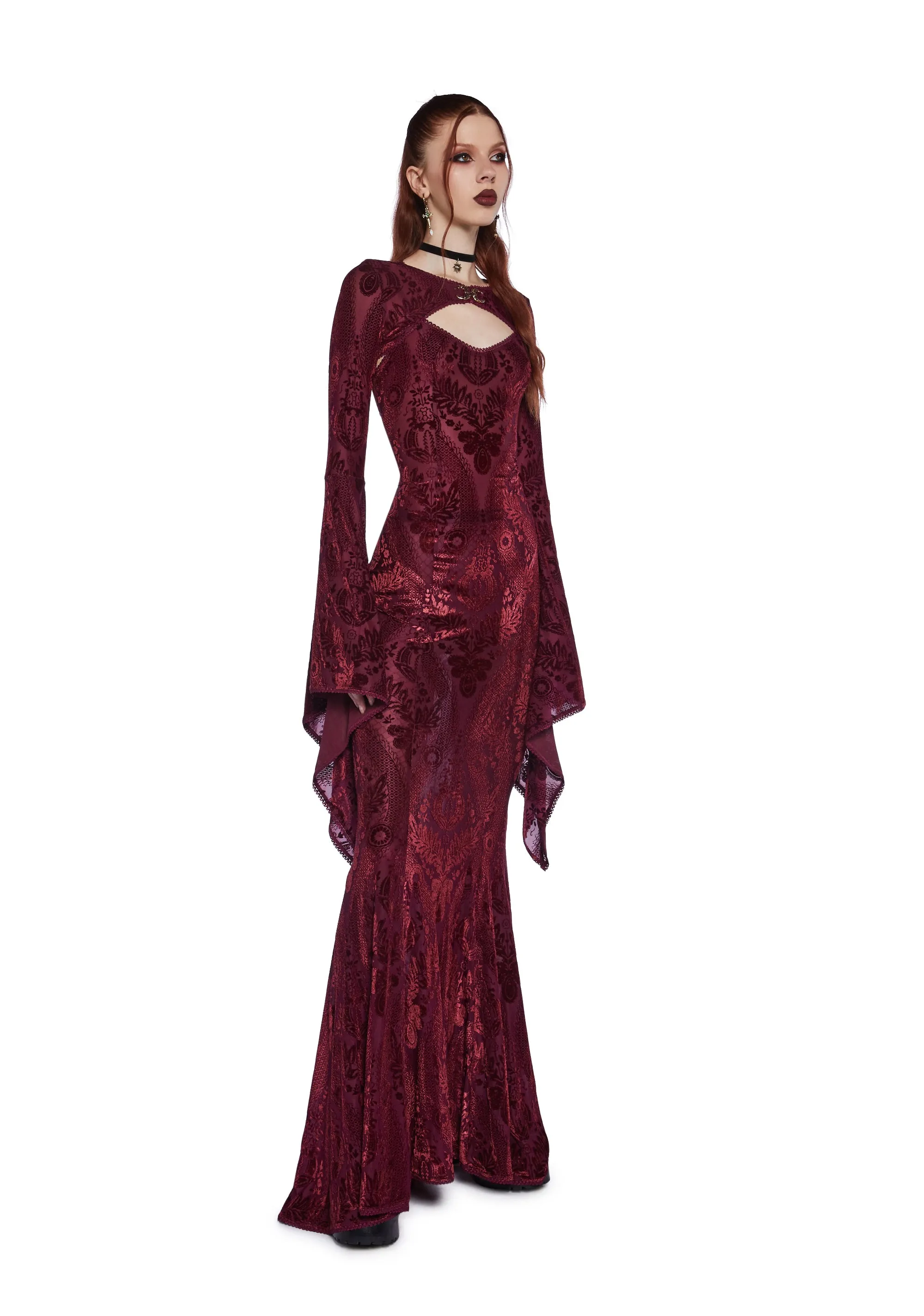 Druid’s Wife Maxi Dress And Shrug Set - Dark Red sold by Dolls Kill product image thumbnail 5