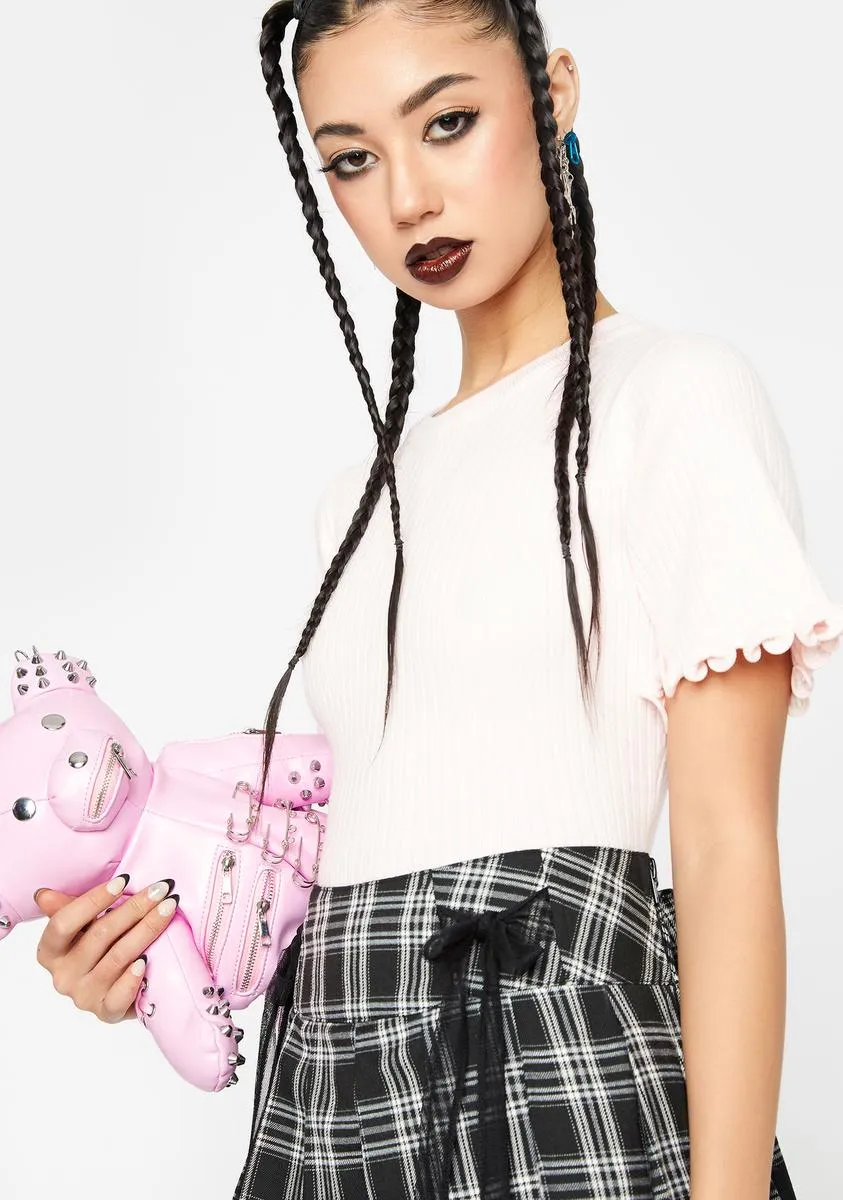 Pink Rib True Knit Crop Jersey sold by Dolls Kill