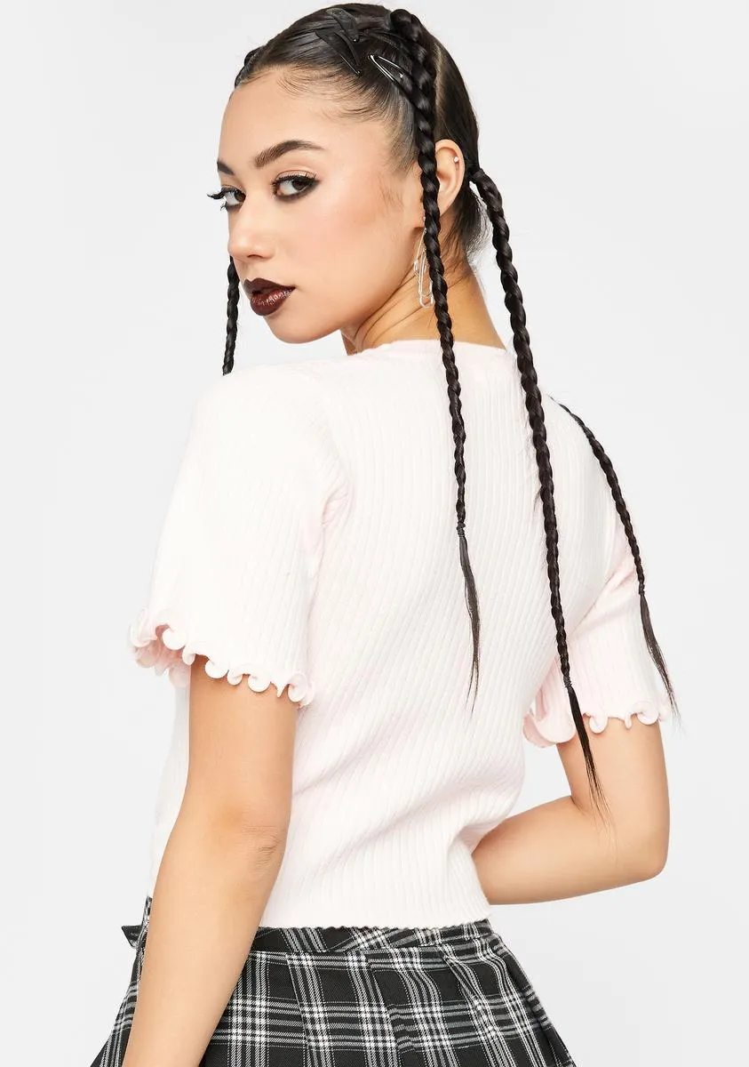 Pink Rib True Knit Crop Jersey sold by Dolls Kill product image thumbnail 4