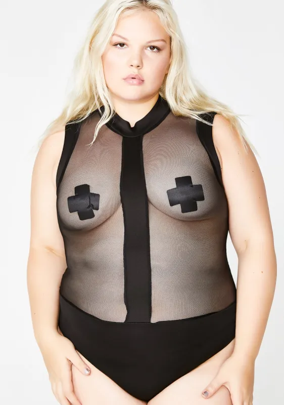 Onyx Date With The Nite Sheer Bodysuit sold by Dolls Kill