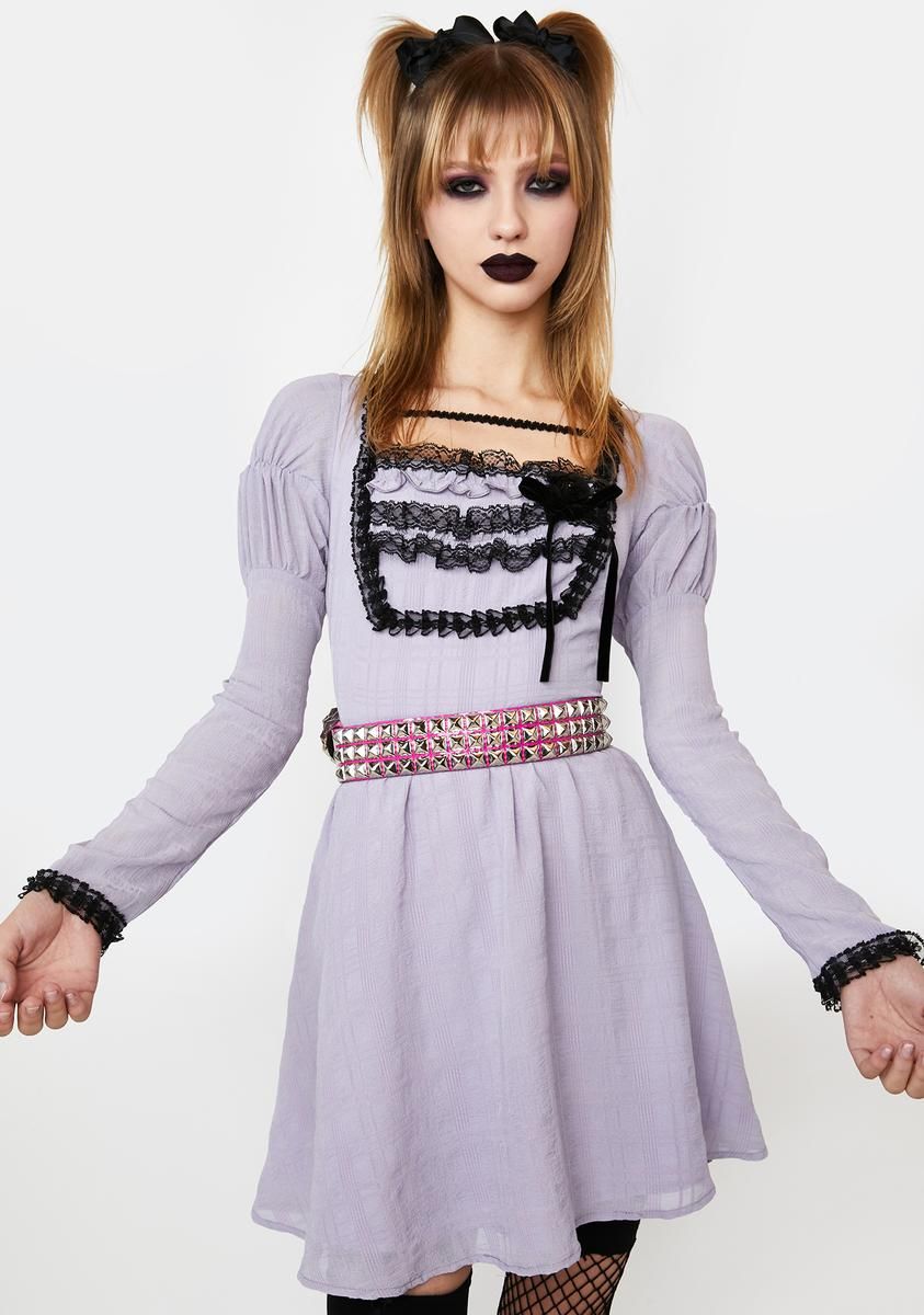 Purple Mini Dress With Lace Detailing sold by Dolls Kill