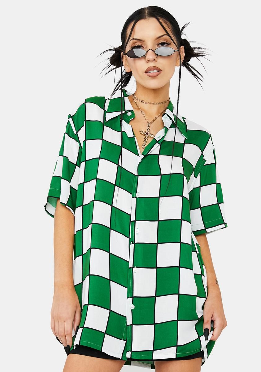 Groovy Tile 70's Collar Button Down sold by Dolls Kill