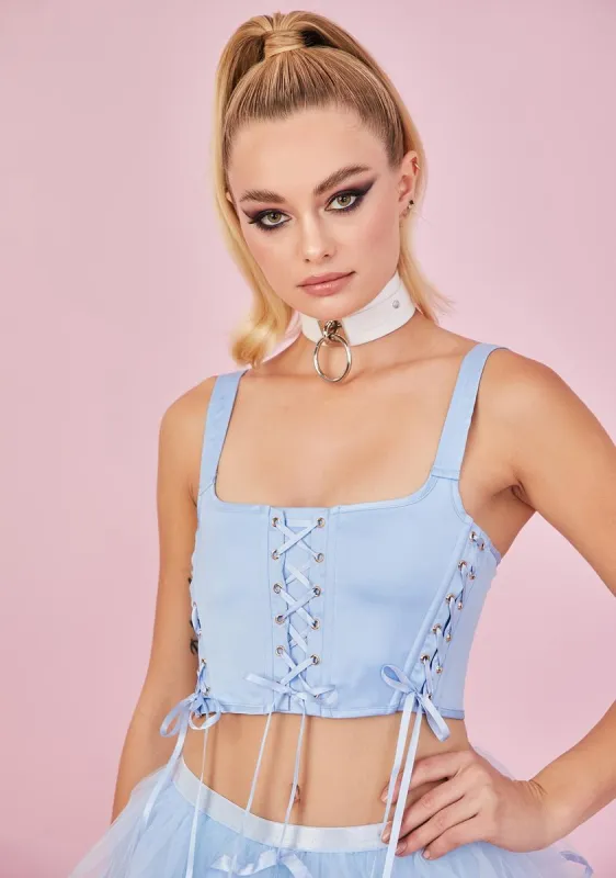 Thinking Of You Lace Up Bustier sold by Dolls Kill