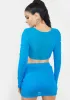 Cobalt Drama Free Ruched Crop Top sold by Dolls Kill