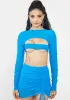 Cobalt Drama Free Ruched Crop Top sold by Dolls Kill