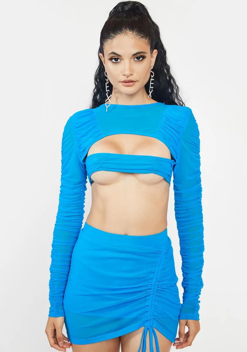 Cobalt Drama Free Ruched Crop Top sold by Dolls Kill