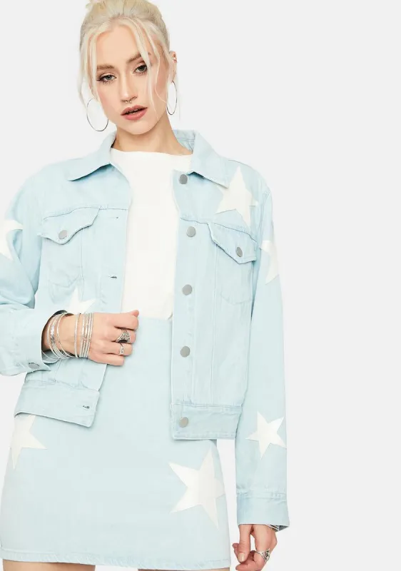 Road Less Traveled Star Patch Jean Jacket sold by Dolls Kill