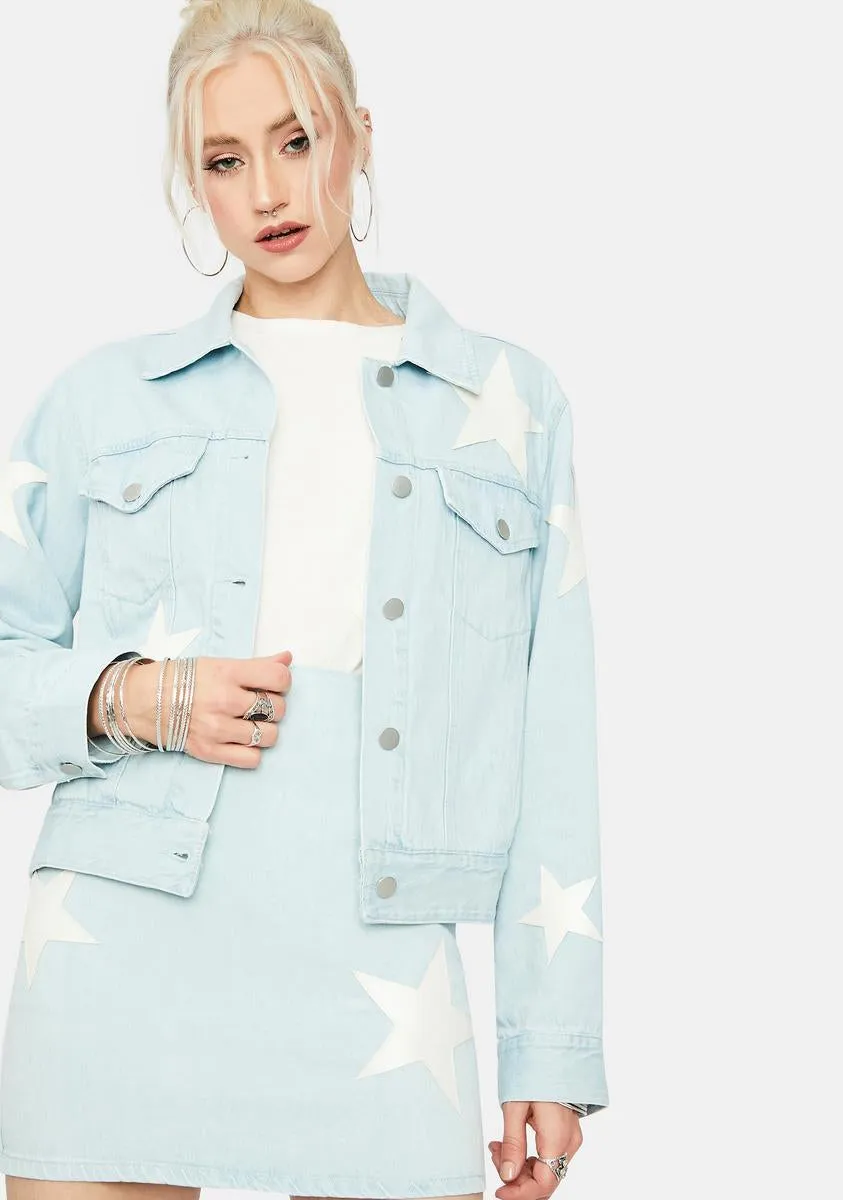 Road Less Traveled Star Patch Jean Jacket sold by Dolls Kill