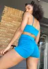 Aqua Hold Me Tight Ruched Set sold by Dolls Kill