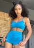 Aqua Hold Me Tight Ruched Set sold by Dolls Kill