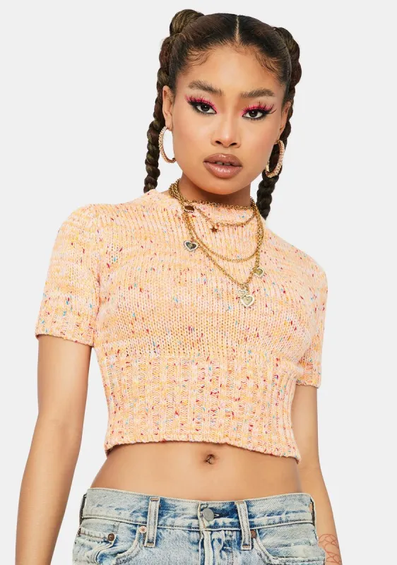 Crush Secret Gossip Short Sleeve Crop Sweater sold by Dolls Kill