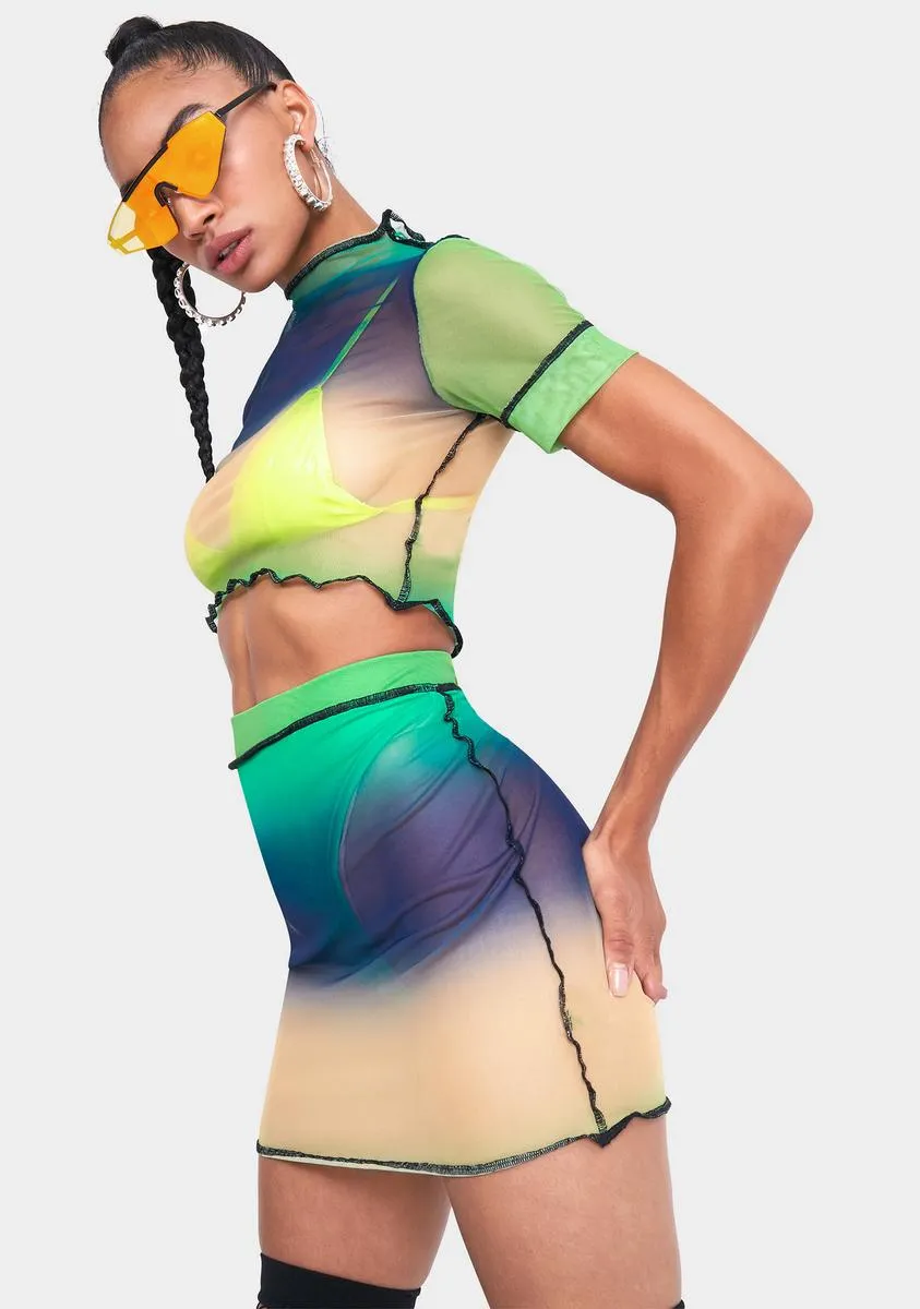 Emerald Attention Needed Mini Skirt Set sold by Dolls Kill product image thumbnail 2