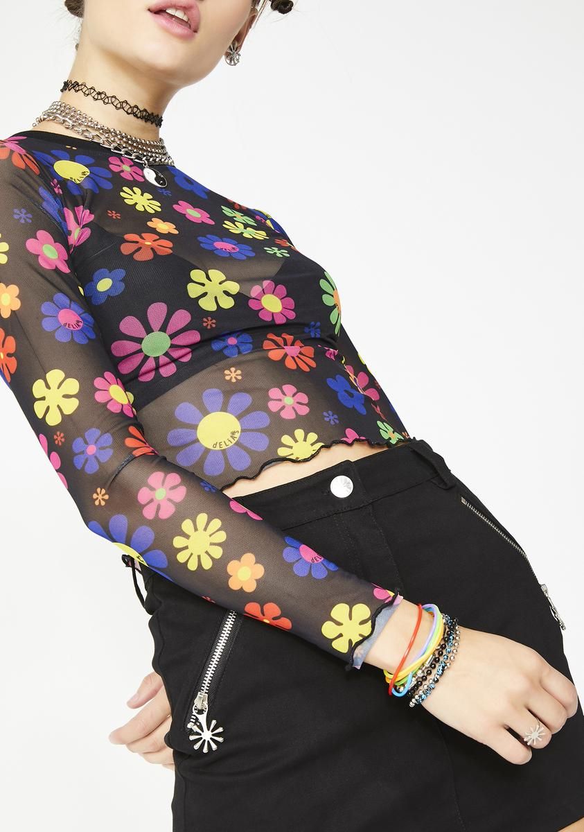Flower Power Mesh Top sold by Dolls Kill product image thumbnail 3