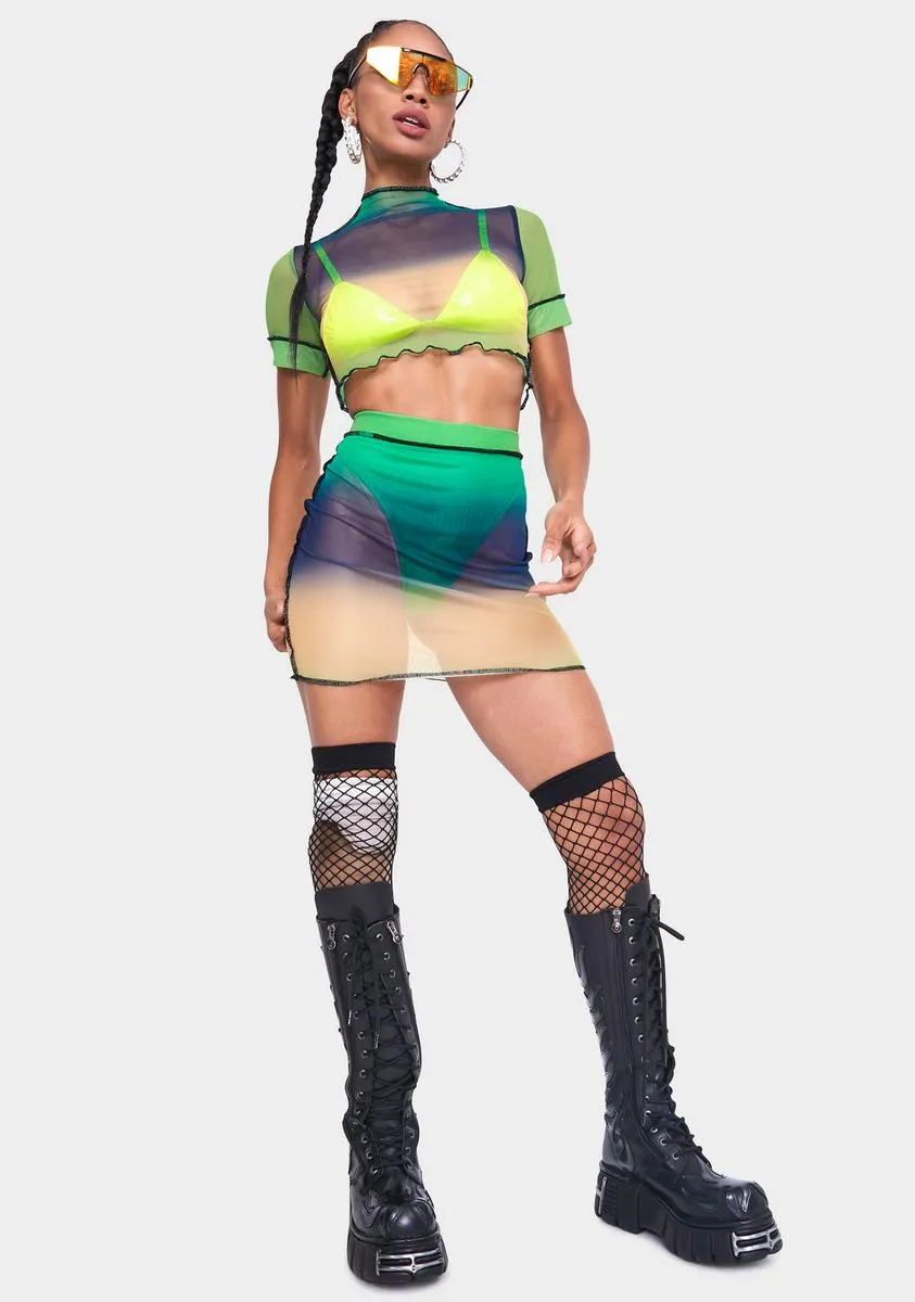 Emerald Attention Needed Mini Skirt Set sold by Dolls Kill product image thumbnail 3