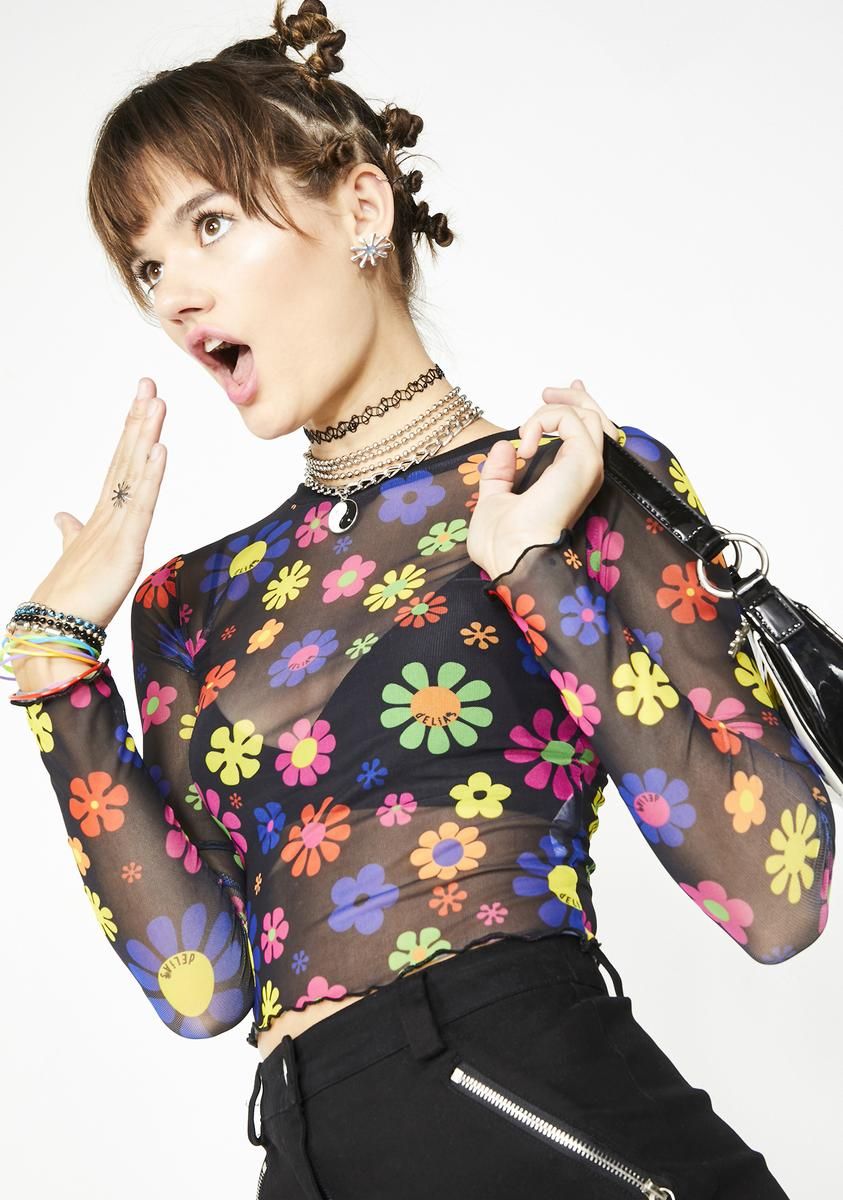 Flower Power Mesh Top sold by Dolls Kill product image thumbnail 2
