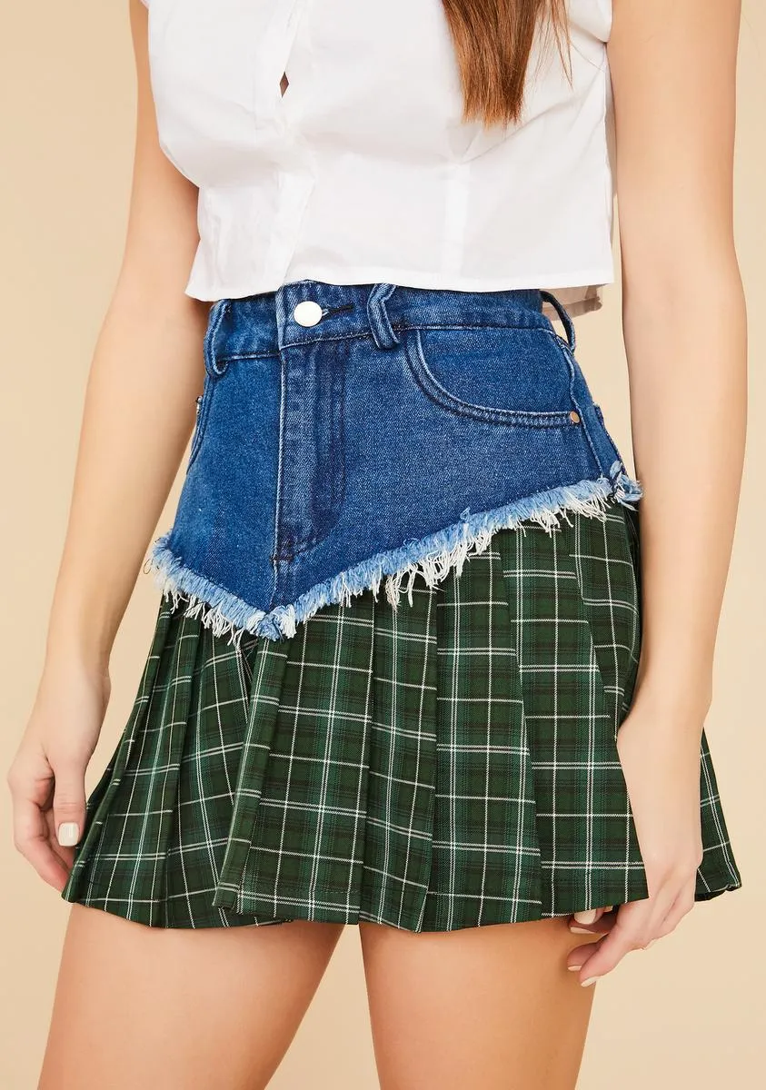 Ivy Barbed Wire Babe Plaid Paneled Skirt sold by Dolls Kill