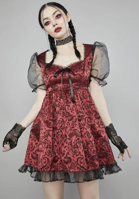 Hit The Ground Brocade Mini Dress sold by Dolls Kill