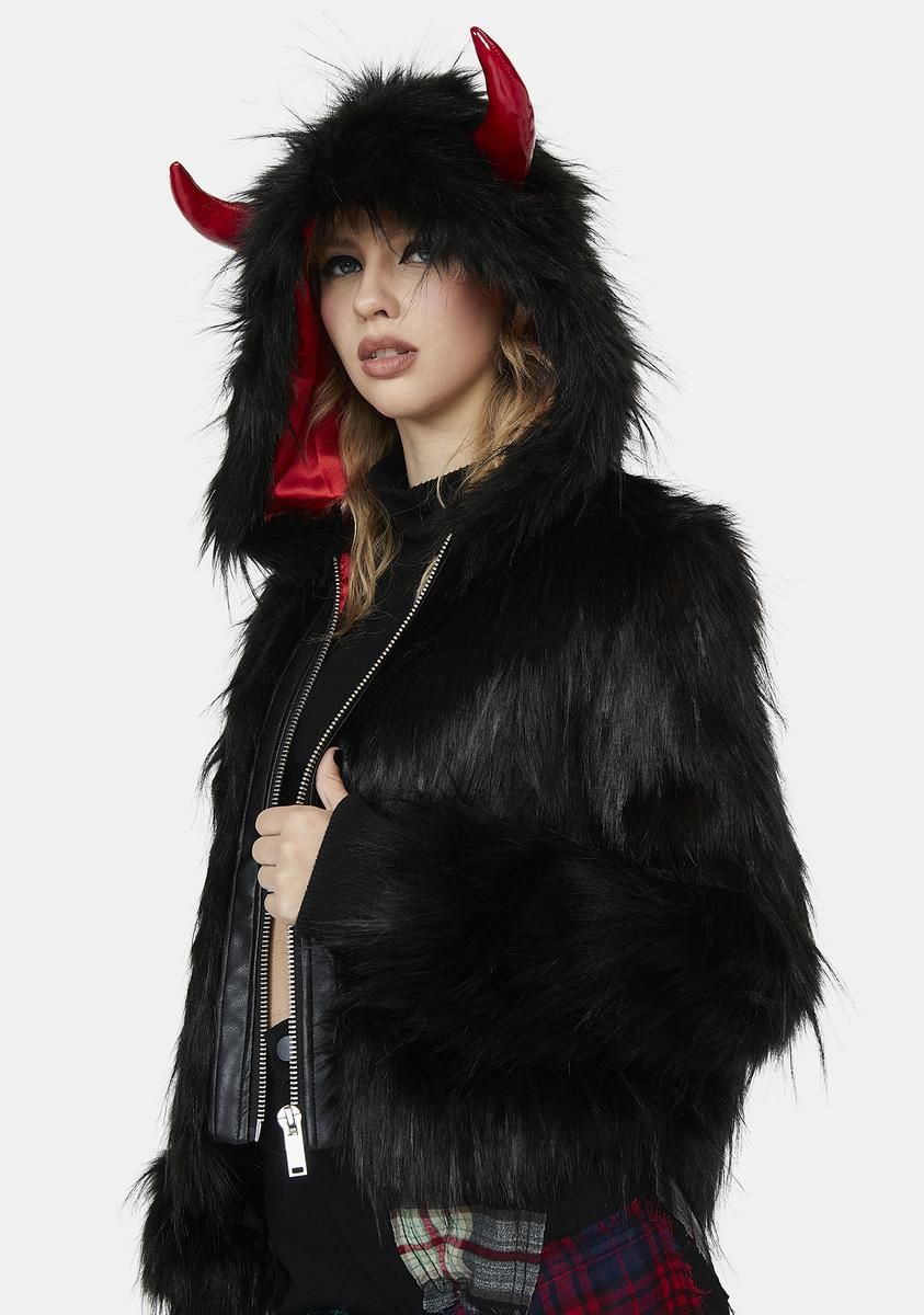Fear The Reaper Faux Fur Jacket sold by Dolls Kill product image thumbnail 2