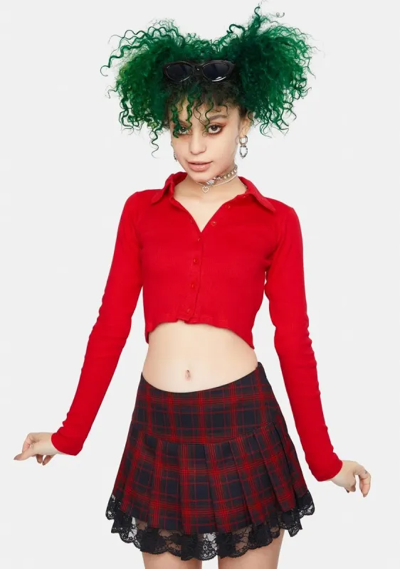 Racing Red Ryals Ribbed Crop Top sold by Dolls Kill