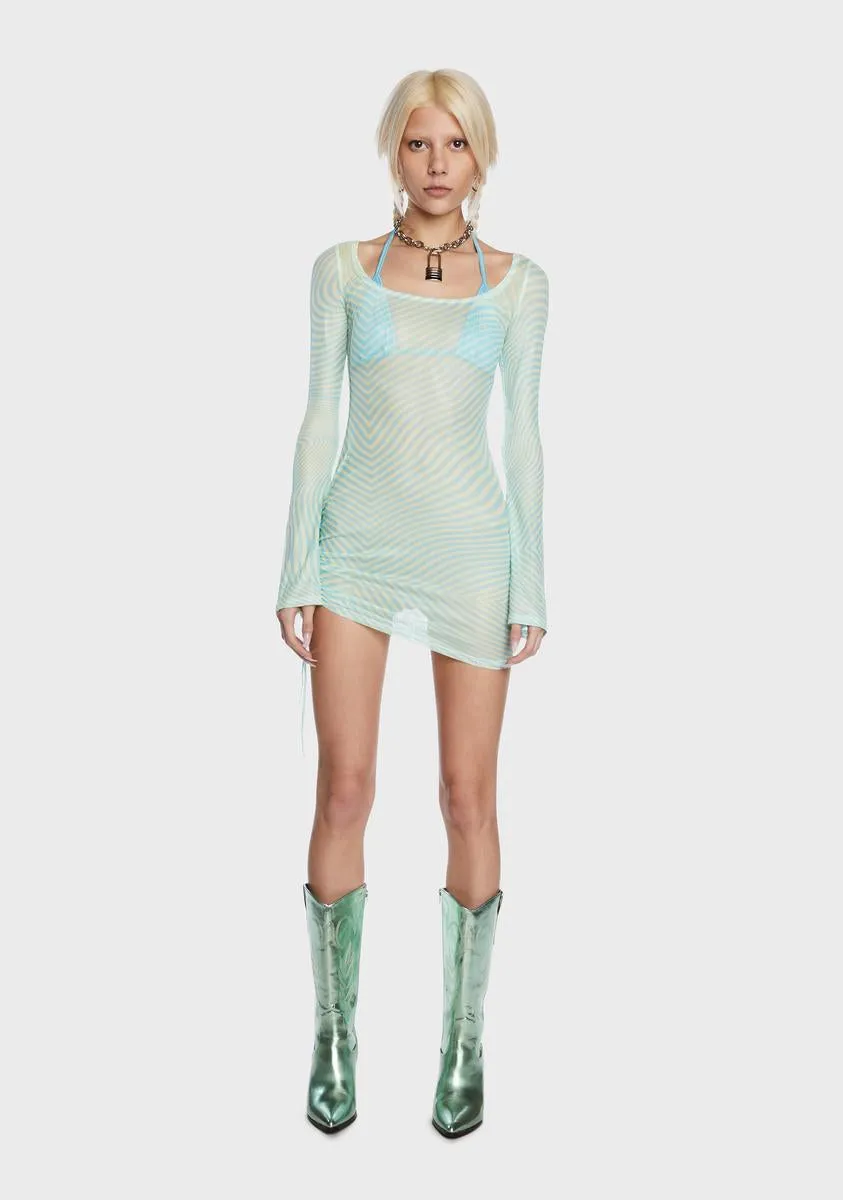 Aqua Stop And Stare Dress Set sold by Dolls Kill