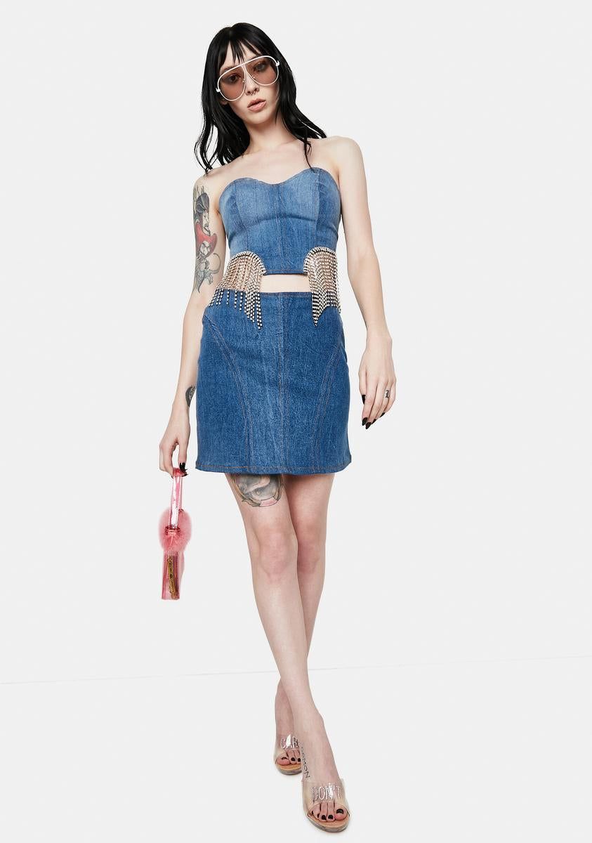 Without You Denim Fringe Bustier sold by Dolls Kill product image thumbnail 3