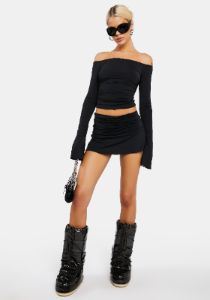 Corey Low-Rise Gathered Mini Skirt sold by Dolls Kill