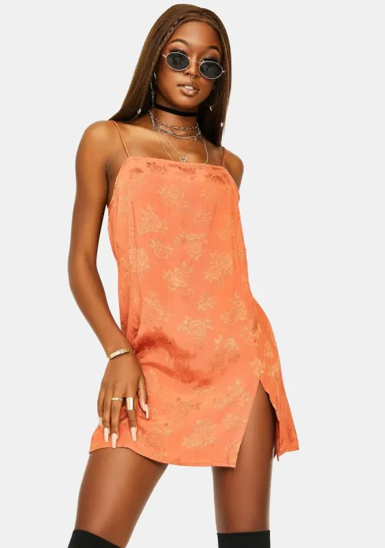 Satin Rose Copper Datista Dress sold by Dolls Kill