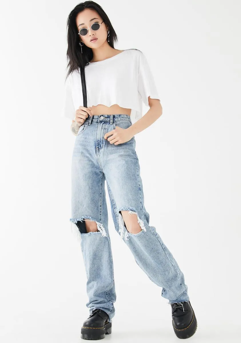 Straight Leg Distressed Denim Jeans sold by Dolls Kill product image thumbnail 3