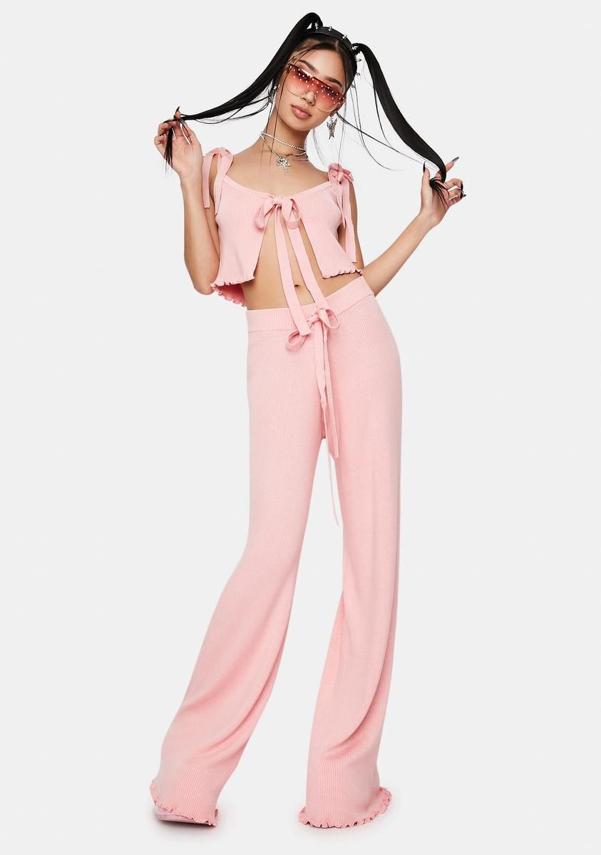 Lettuce Edge Rib Knit Tie Front Cami Top sold by Dolls Kill product image thumbnail 3