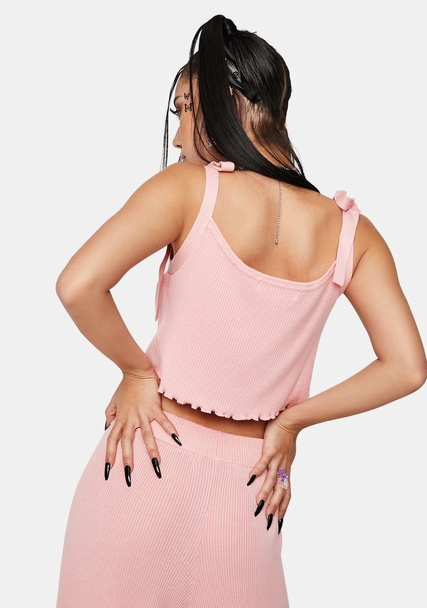 Lettuce Edge Rib Knit Tie Front Cami Top sold by Dolls Kill product image thumbnail 4