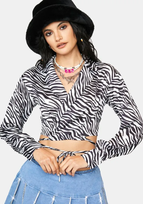 Sabine Zebra Crop Top sold by Dolls Kill